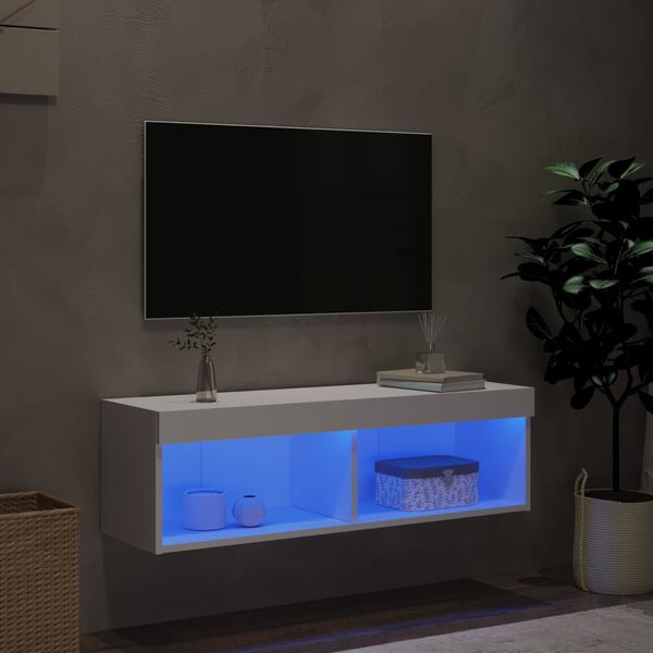 vidaXL M&oacute;vel de TV com luzes LED 100x30x30 cm branco