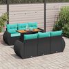 vidaXL 7 pcs conjunto de sof&aacute;s p/ jardim c/ almofad&otilde;es vime PE preto