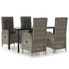 vidaXL 5 pcs conjunto jantar jardim c/ almofad&otilde;es vime PE preto/cinza