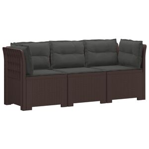 vidaXL Sof&aacute; de Jardim 3 Lugares com Almofadas visual Rattan PP