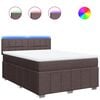 vidaXL Cama com molas/colch&atilde;o 140x190 cm tecido castanho-escuro