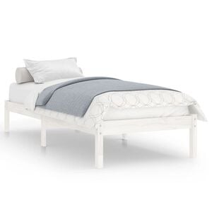 vidaXL Estrutura cama pequena solteiro 75x190 cm madeira maci&ccedil;a branco