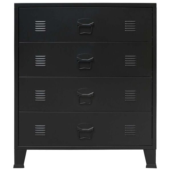 vidaXL Armário de gavetas em metal estilo industrial 78x40x93 cm preto