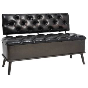 vidaXL Banco de arruma&ccedil;&atilde;o com encosto 110 cm couro artificial preto