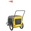 vidaXL Reboque bicicleta p/ animais tecido oxford/ferro amarelo/cinza