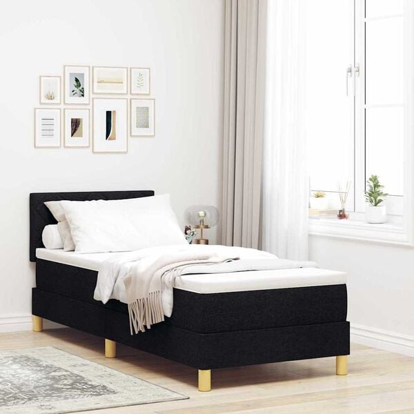vidaXL Cama Box Spring LED com almofada Preto 80 x 200 cm tecido