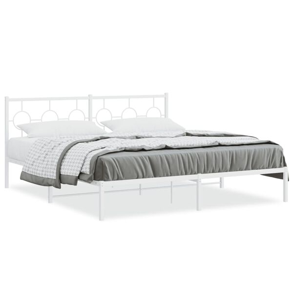 vidaXL Estrutura de cama com cabeceira 180x200 cm metal branco