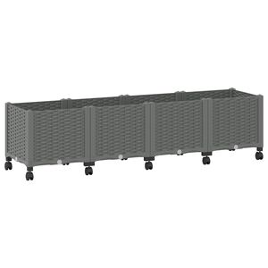 vidaXL Vaso de Jardim com Rodas Cinzento-claro 160 x 40 x 48 cm PP