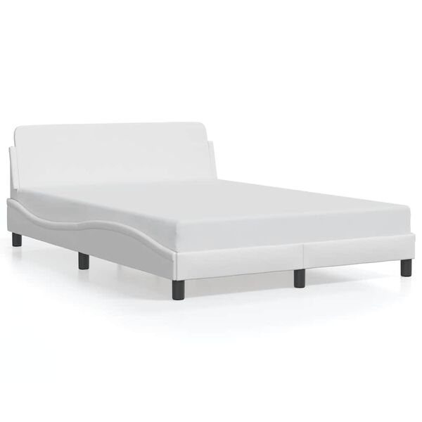 vidaXL Estrutura de cama Dover 140x200 cm couro artificial branco