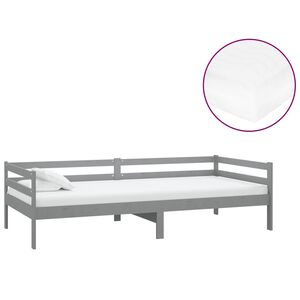 vidaXL Sof&aacute;-cama com colch&atilde;o 90x200 cm pinho maci&ccedil;o cinzento