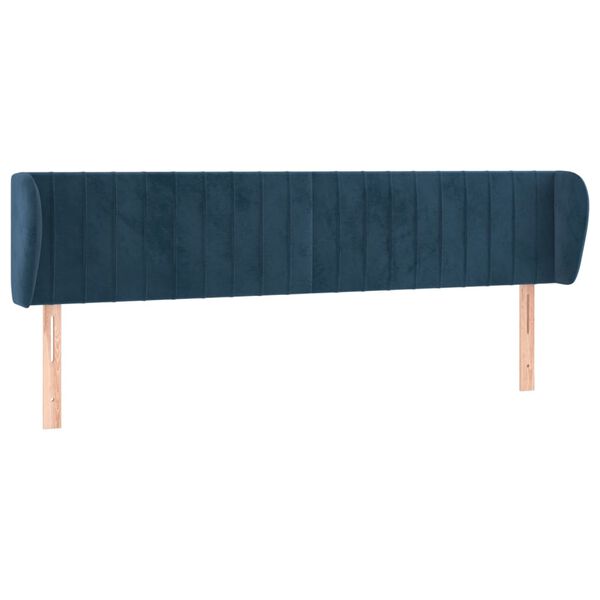 vidaXL Cabeceira de cama c/ abas veludo 163x23x78/88cm azul-escuro