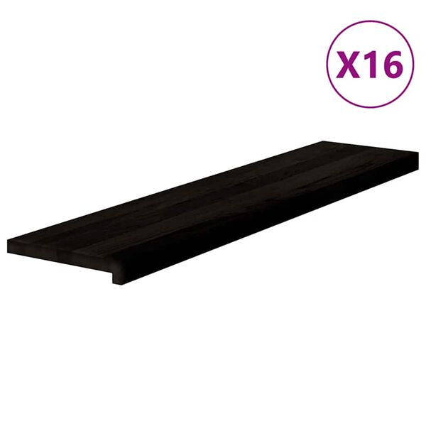 vidaXL Tapetes de escada 16 pcs 110x25x2 cm carvalho castanho escuro