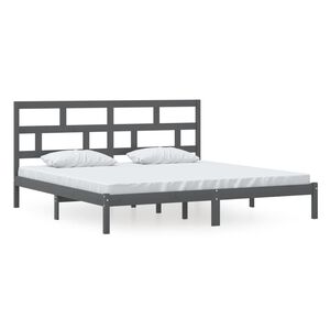 vidaXL Estrutura de cama 200x200 cm pinho maci&ccedil;o cinzento