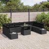vidaXL Conjunto de Sofá de Jardim 11 pcs Preto Rattan Sintético