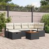 vidaXL Conjunto de Sofá de Jardim 7 pcs Preto Rattan Sintético