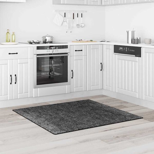 vidaXL Tapete Shaggy Antiderrapante Cinza Escuro 120 x 120 cm PP