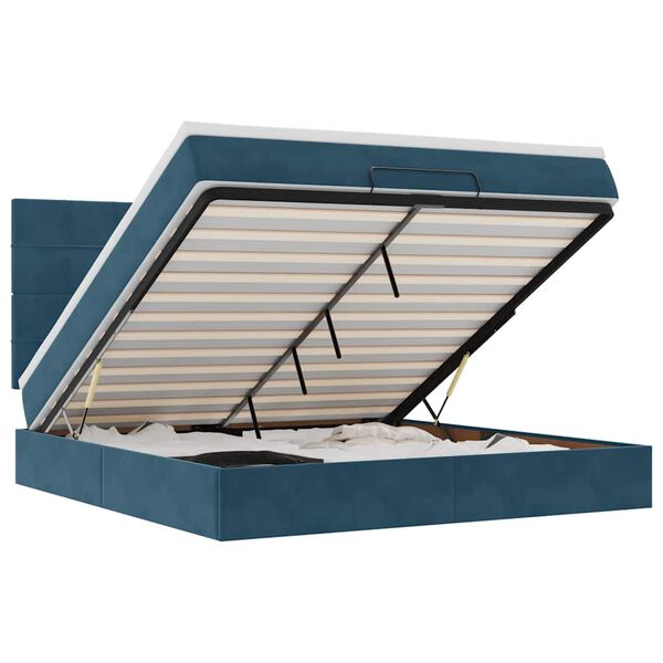 vidaXL Estrutura cama otomana colch&otilde;es 180x200 cm veludo azul escuro