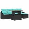 vidaXL Conjunto de Sof&aacute; de Jardim 6 unid. Preto e Verde-azulado