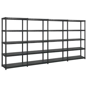 vidaXL Unidade com 5 prateleiras 340x40x185 cm pl&aacute;stico preto