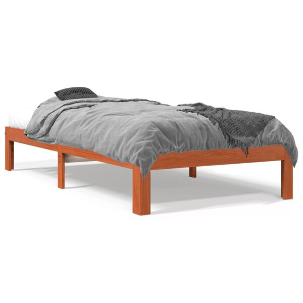 vidaXL Cama sem colch&atilde;o 100x200 cm pinho maci&ccedil;o castanho-mel