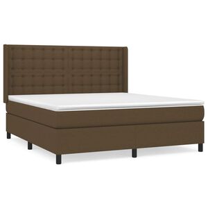 vidaXL Cama com molas/colch&atilde;o 160x200 cm tecido castanho-escuro