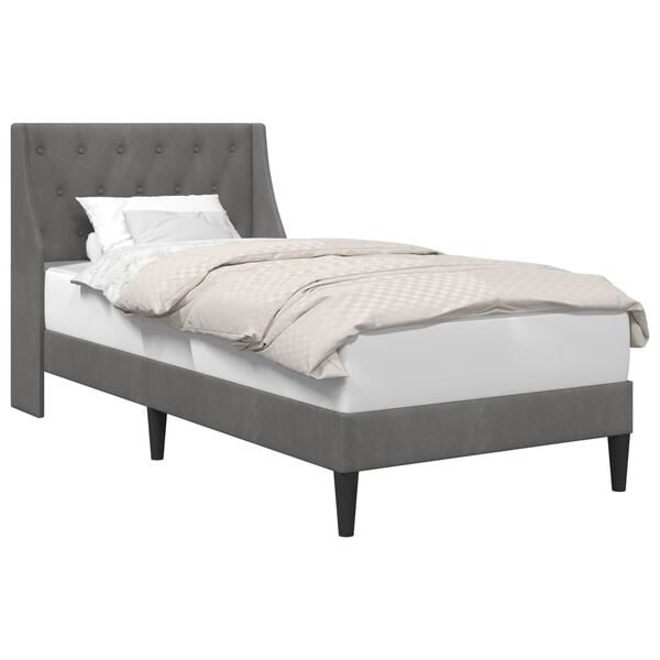 vidaXL Estrutura da Cama com cabeceira Cinza Escuro 90 x 190 cm Veludo