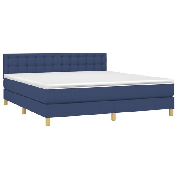 vidaXL Cama box spring c/ colch&atilde;o e LED 160x200 cm tecido azul
