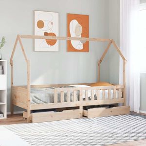vidaXL Estrutura de cama infantil c/ gavetas 90x190 cm pinho maci&ccedil;o