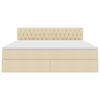 vidaXL Cama com arruma&ccedil;&atilde;o e LED com colch&atilde;o Creme 180 x 200 cm tecido