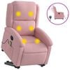 vidaXL Poltrona massagens reclin&aacute;vel elevat&oacute;ria el&eacute;trica veludo rosa