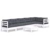 vidaXL 7 pcs conjunto lounge de jardim c/ almofad&otilde;es pinho branco