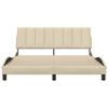 vidaXL Estrutura de cama sem colch&atilde;o Hanko 160x200 cm tecido cor creme