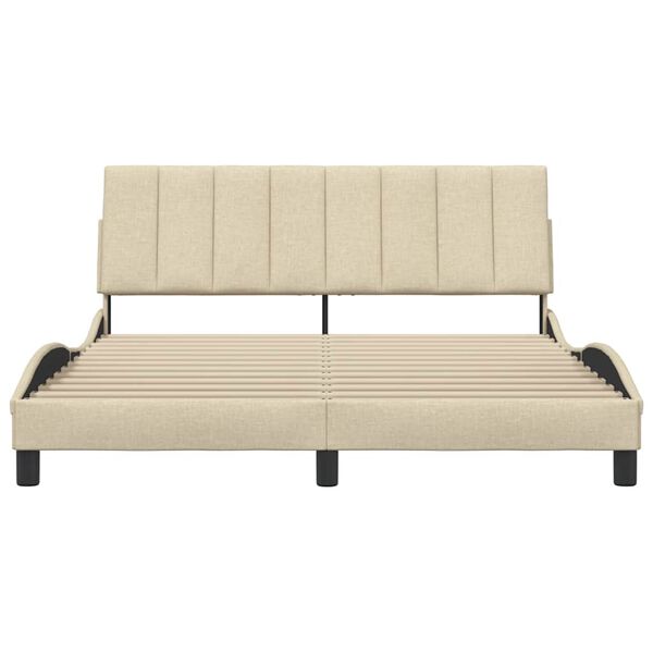 vidaXL Estrutura de cama sem colch&atilde;o Hanko 160x200 cm tecido cor creme