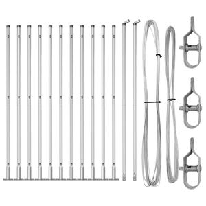 vidaXL Postes de Cerca 13 pcs Prateado Ø32mm 130 cm Aço galvanizado