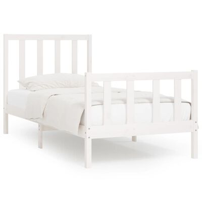vidaXL Estrutura de cama 90x200 cm madeira maciça branco