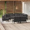 vidaXL 8 pcs conjunto lounge jardim c/ almofad&otilde;es pinho maci&ccedil;o preto