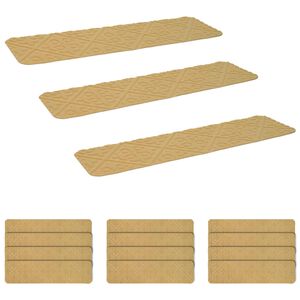 vidaXL Tapetes para escadas 15 unid. 76 x 20 cm Bege Poli&eacute;ster
