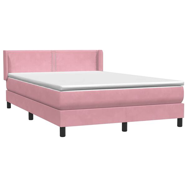 vidaXL Cama com molas/colch&atilde;o 140x220 cm veludo rosa