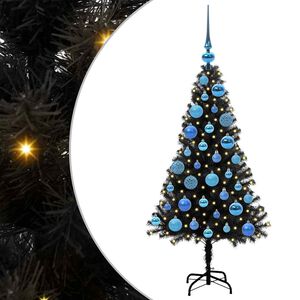 vidaXL &Aacute;rvore de Natal com 150 LEDs com suporte Preto 120 cm PVC