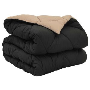 vidaXL Duvet de Ano Inteiro Preto e Taupe 135 x 200 cm Microfibra