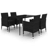 vidaXL 5 pcs conjunto jantar p/ jardim com almofad&otilde;es vime PE e vidro