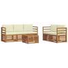 vidaXL Conjunto de Sof&aacute;s para Exterior 6 unid. Natural e Creme