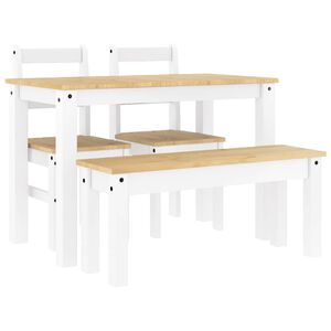 vidaXL 4 pcs conjunto de jantar PANAMA madeira pinho maci&ccedil;a branco