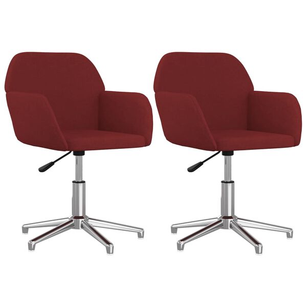 vidaXL Cadeiras de jantar girat&oacute;rias 2 pcs tecido vermelho tinto