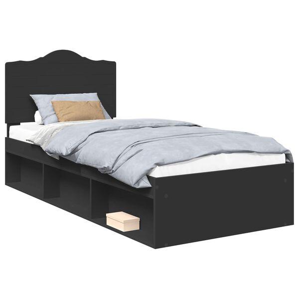 vidaXL Estrutura da Cama Preto 75 x 190 cm Madeira de Pinheiro S&oacute;lida