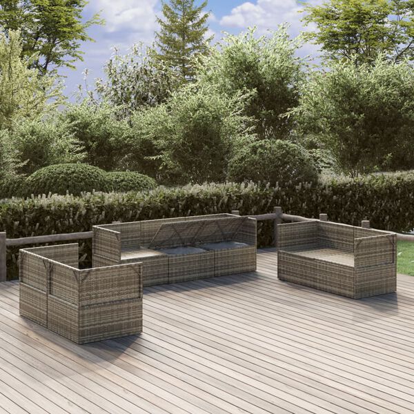 vidaXL 7 pcs conjunto lounge de jardim c/ almofadões vime PE cinzento