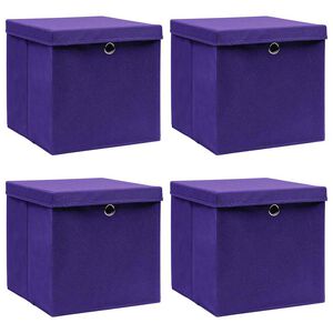 vidaXL Caixas de arruma&ccedil;&atilde;o com tampas 4 pcs 28x28x28 cm roxo