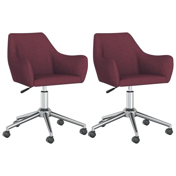 vidaXL Cadeiras de jantar girat&oacute;rias 2 pcs tecido roxo