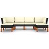 vidaXL 6 pcs conjunto lounge de jardim c/ almofad&otilde;es vime PE preto