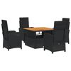 vidaXL 5 pcs conjunto de jantar p/ jardim c/ almofad&otilde;es vime PE preto